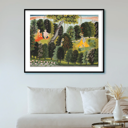 Radha and her Sakhi | Pichwai Traditional Folk Art for Wall Decor - The Atrang