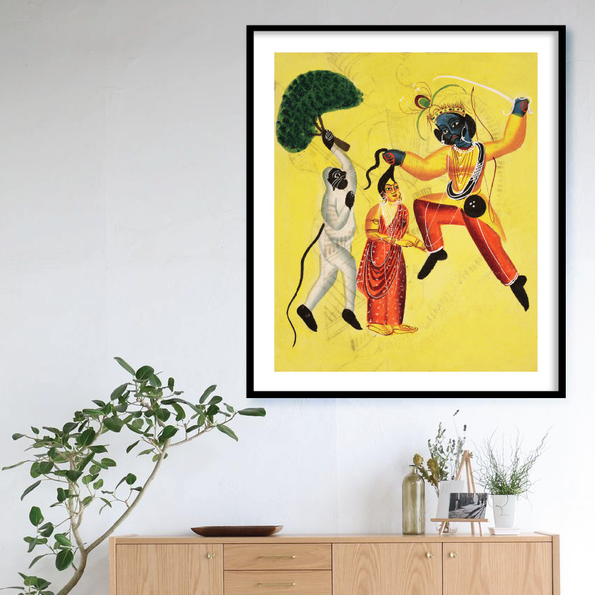 Rama and Hanuman Kailghat Framed Wall Art