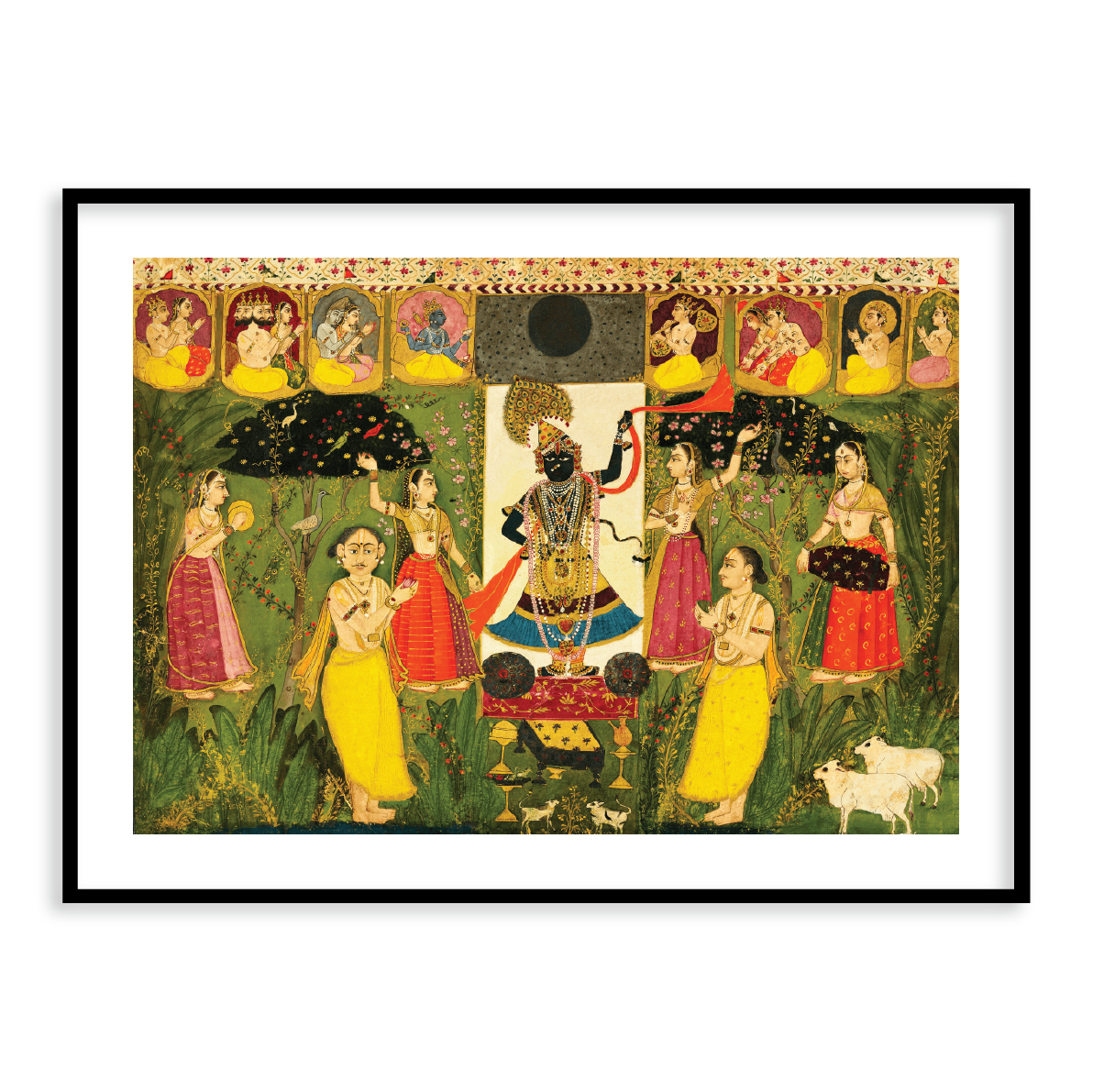 Worship of Shri Nathji | Shreenath ji Framed Wall Art - The Atrang