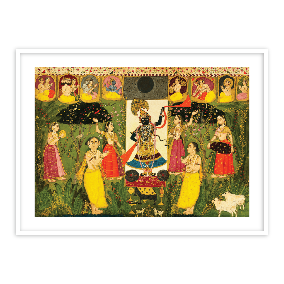 Worship of Shri Nathji | Shreenath ji Framed Wall Art - The Atrang