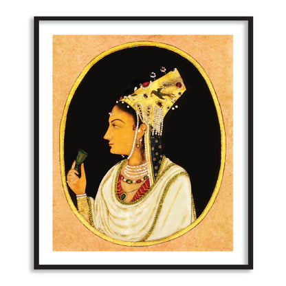 Oval Portrait of a Woman in a Chaghtai Hat Wall Art Framed Painting - The Atrang