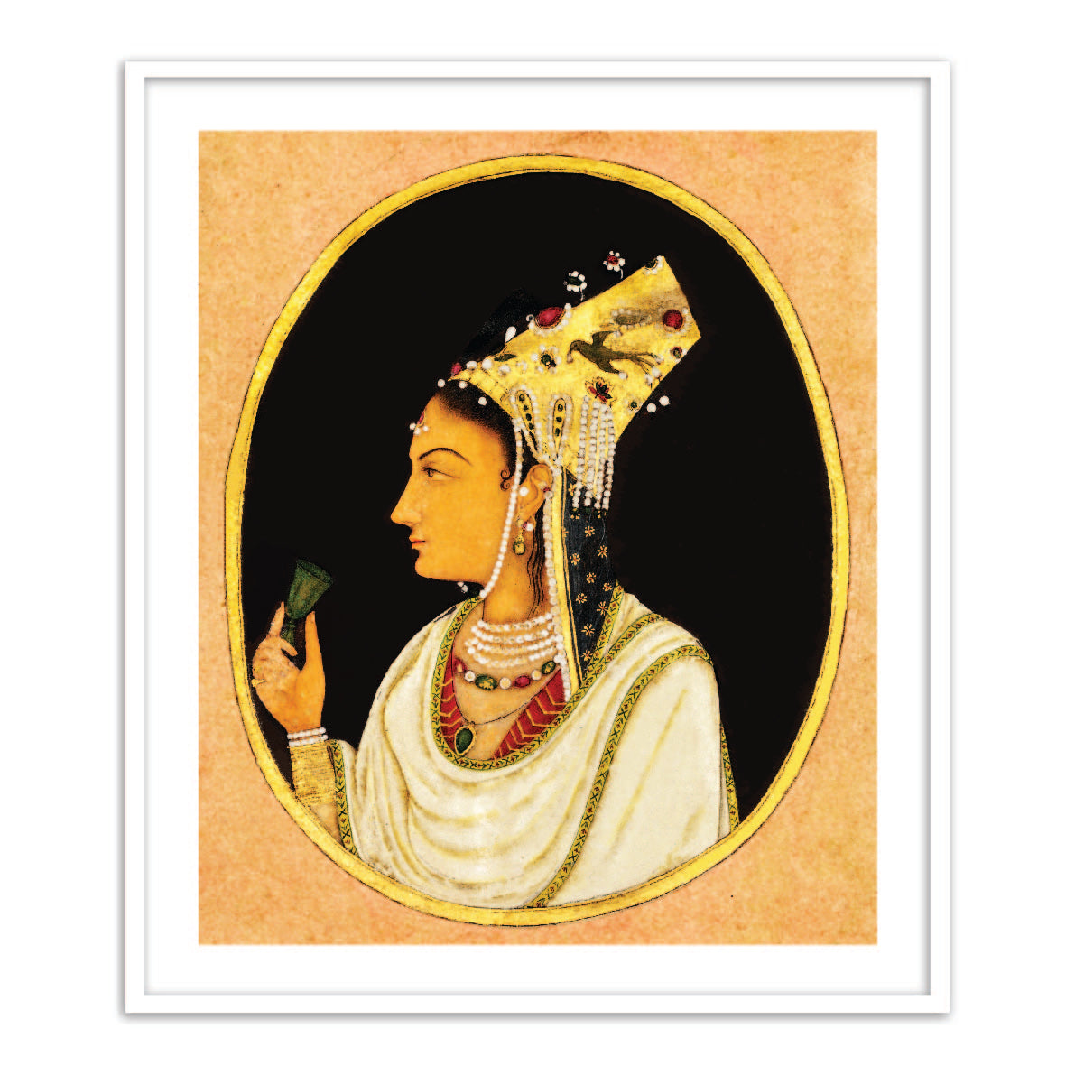 Oval Portrait of a Woman in a Chaghtai Hat Wall Art Framed Painting - The Atrang