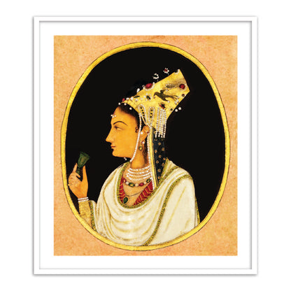 Oval Portrait of a Woman in a Chaghtai Hat Wall Art Framed Painting - The Atrang