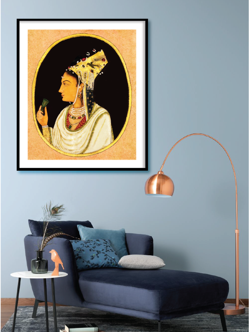 Oval Portrait of a Woman in a Chaghtai Hat Wall Art Framed Painting - The Atrang