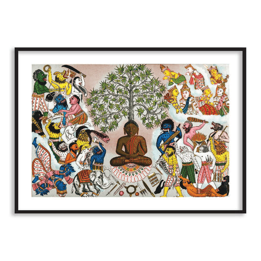 Buddha Resisting the Demons of Mara Tibetan Art Painting for Home Wall Decor - The Atrang