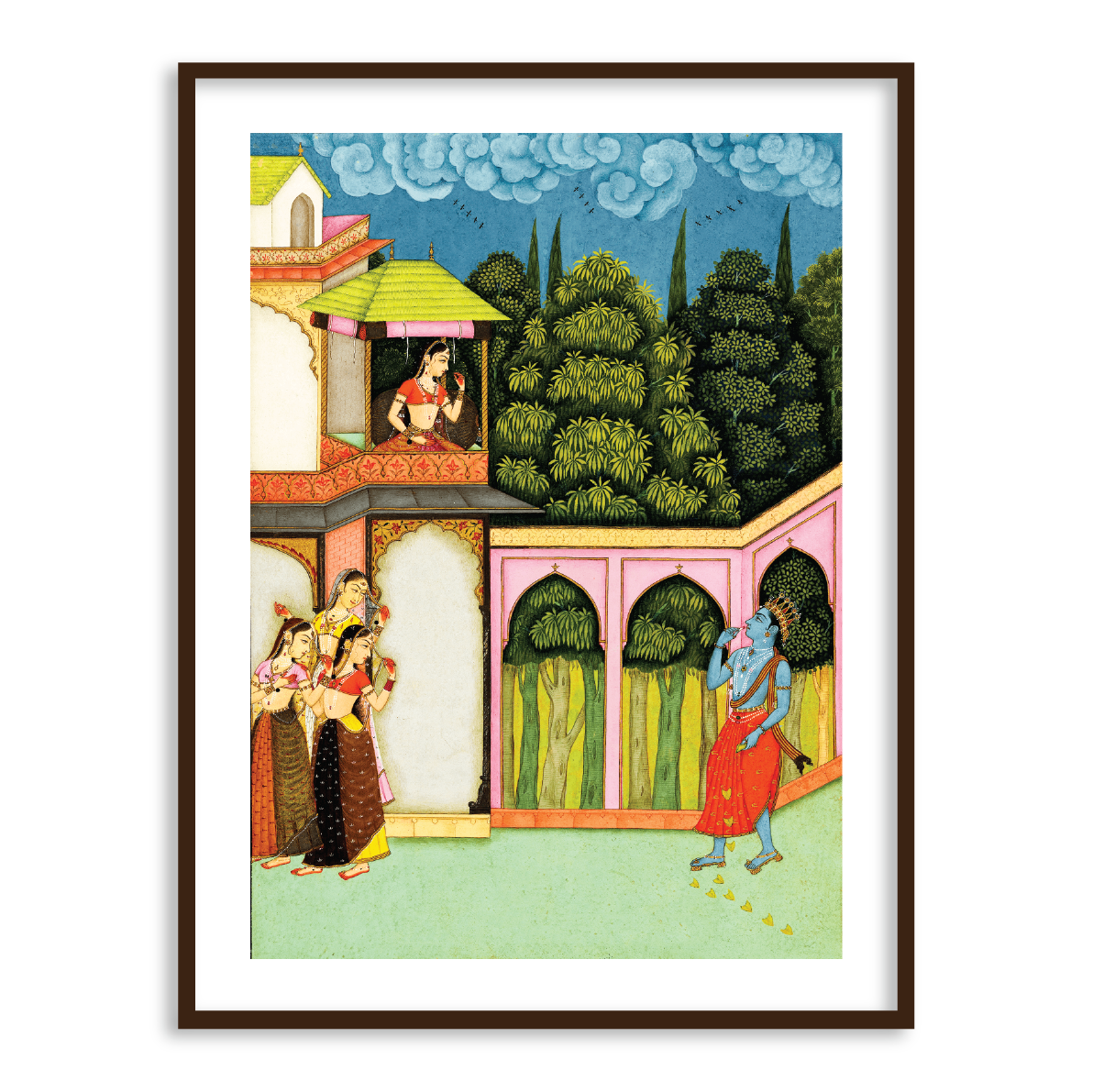 Krishna and Radha Framed Wall Art Painting for Decor