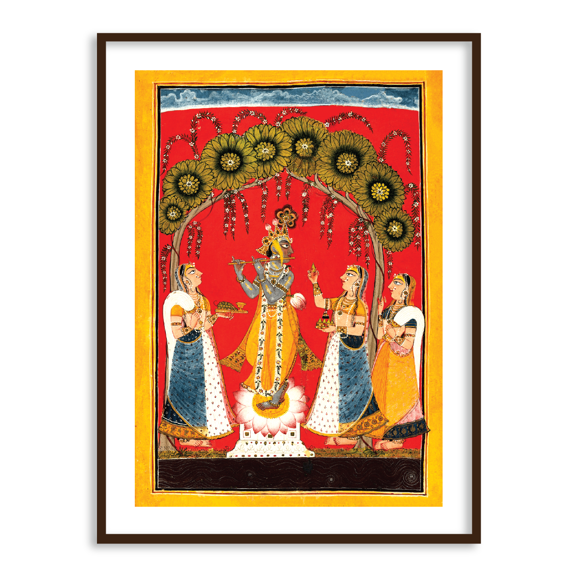 Krishna Fluting, Folio from a Dasavatar series artwork for Home Decor Wall Art