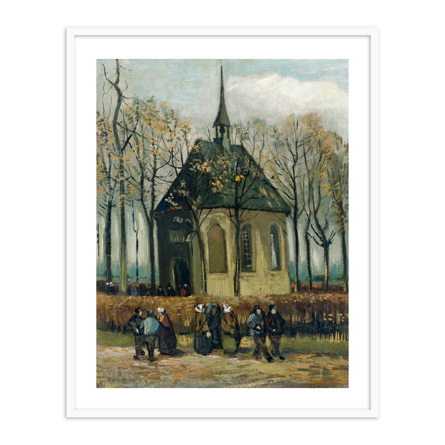 Congregation Leaving the Reformed Church in Nuenen by Vincent Van Gogh Famous Painting Wall Art