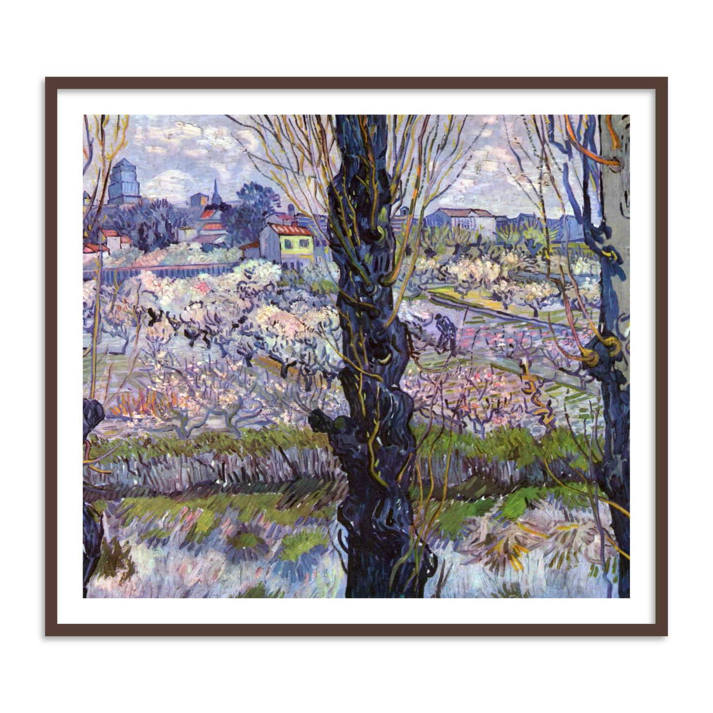 View of Arles, Flowering Orchards by Vincent Van Gogh Famous Painting Wall Art