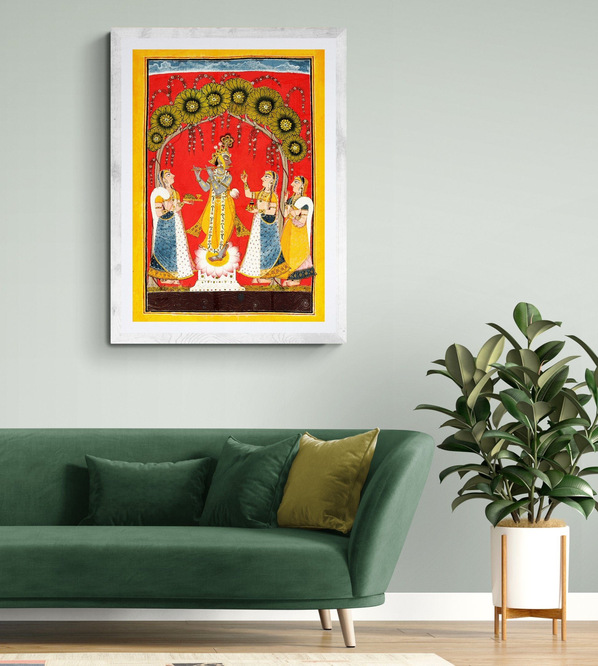 Krishna Fluting, Folio from a Dasavatar series artwork for Home Decor Wall Art - The Atrang