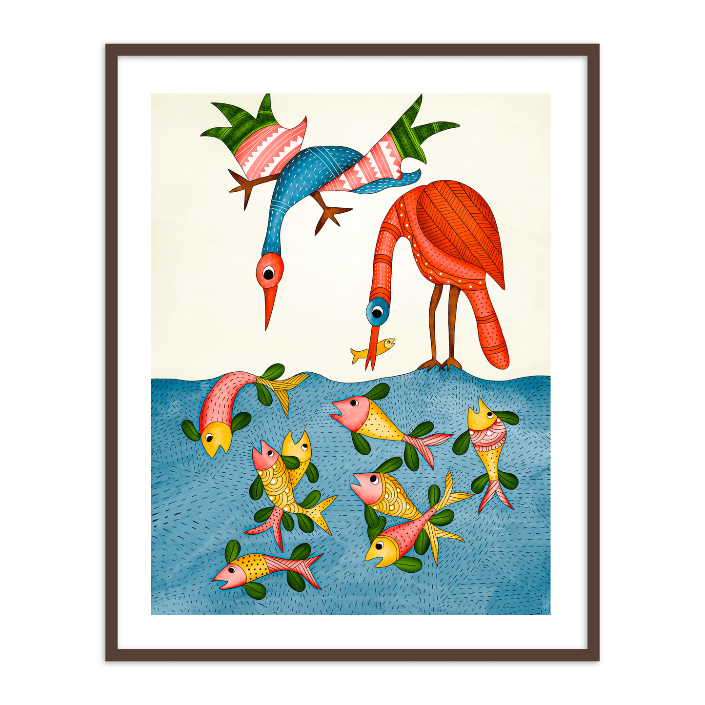 Gond Art Painting | Bird and Fish - Arts of India