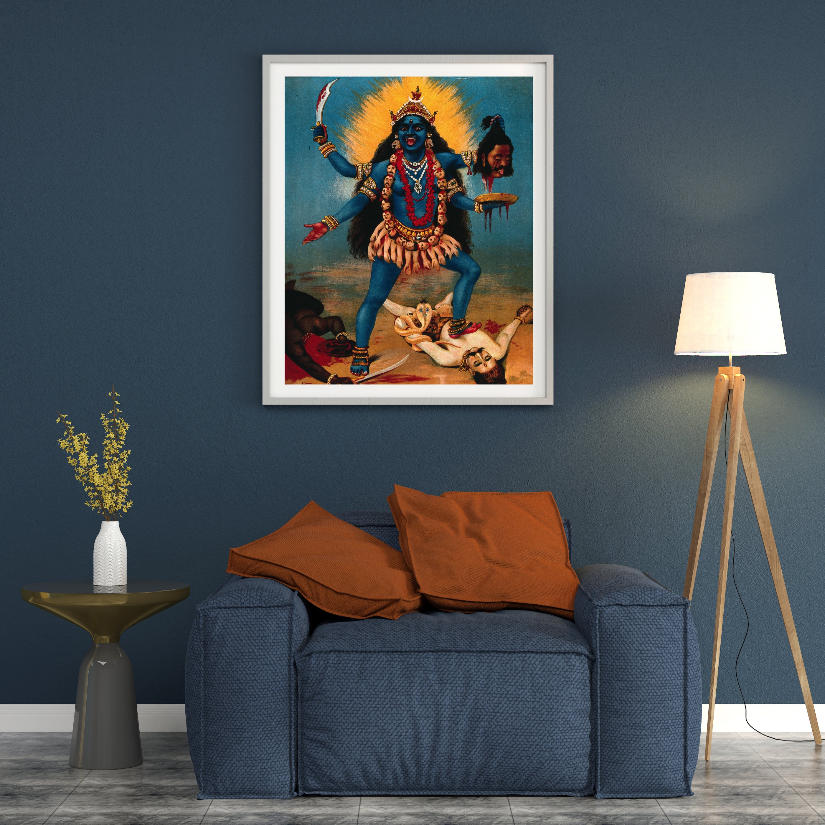 Kali Raja Ravi Kali trampling Shiva by Raja Ravi Varma Wall Art Painting for Home Dec ...