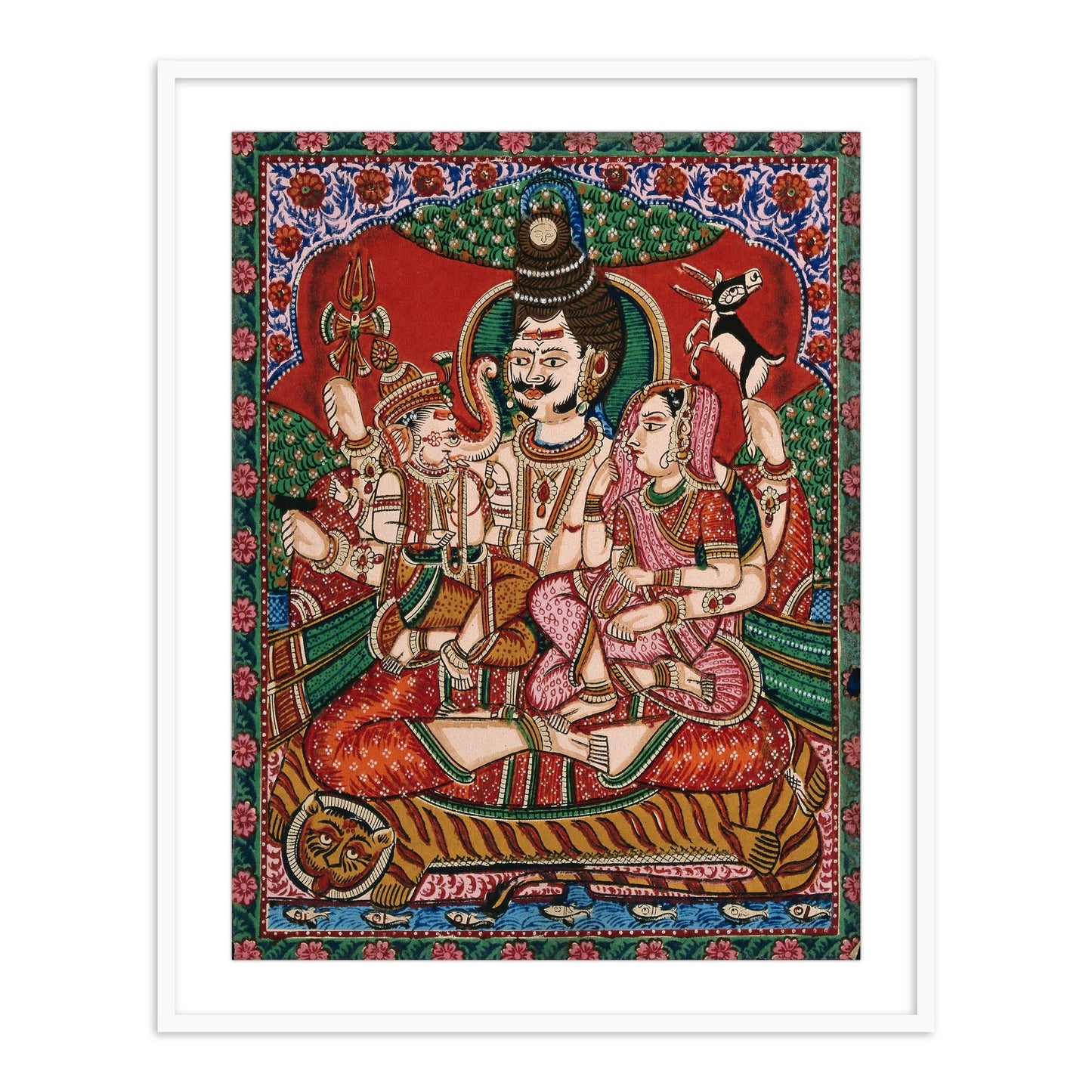 Shiva with his Wife and Son | Framed Wall Art