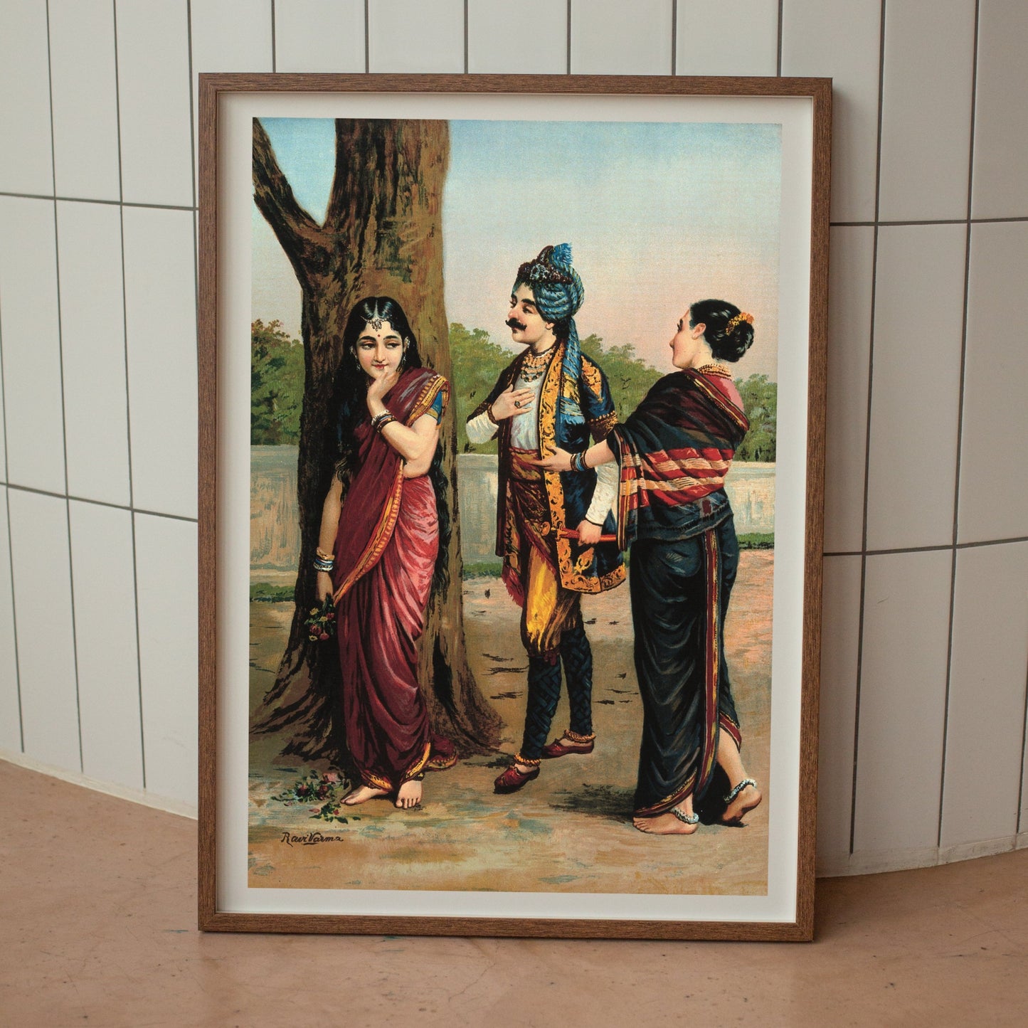 Ratudhvaja courting Madalasa by Raja Ravi Varma Wall Art Print for Home Decor
