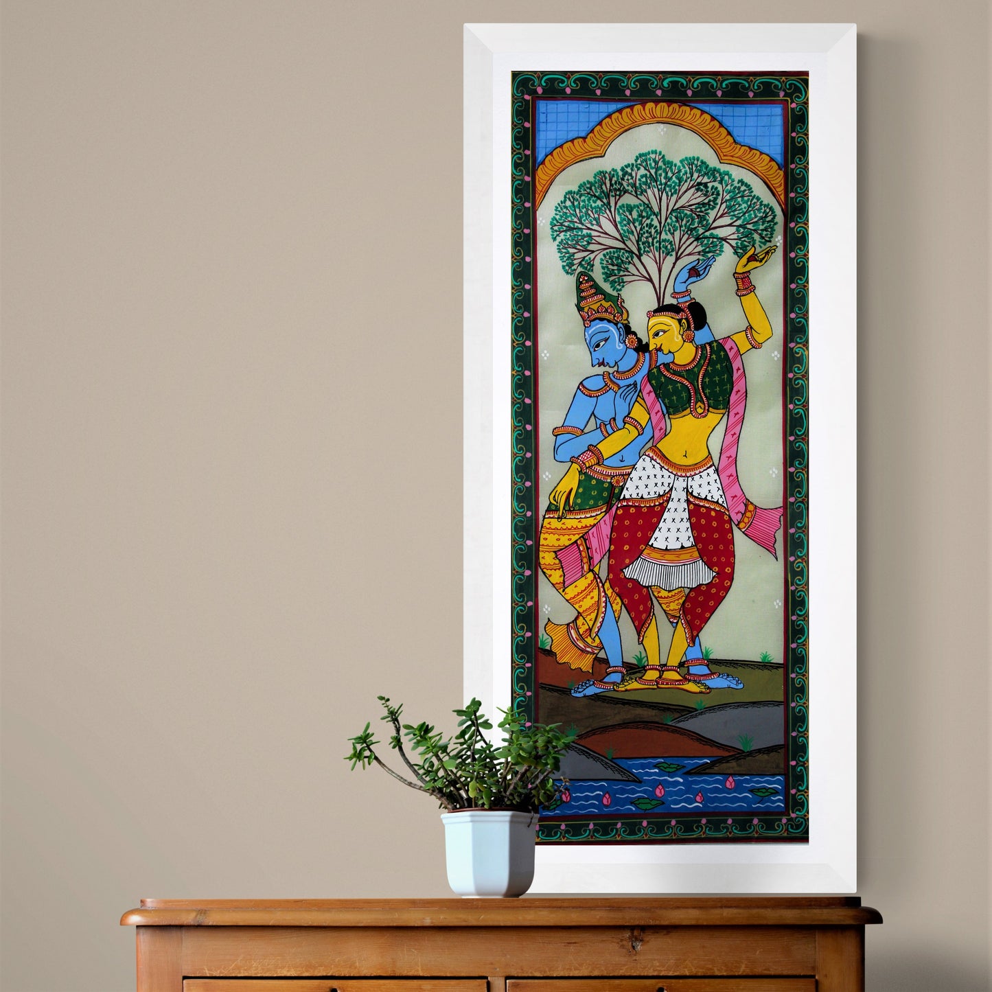 Radha Krishna Pattachitra Framed Wall Art