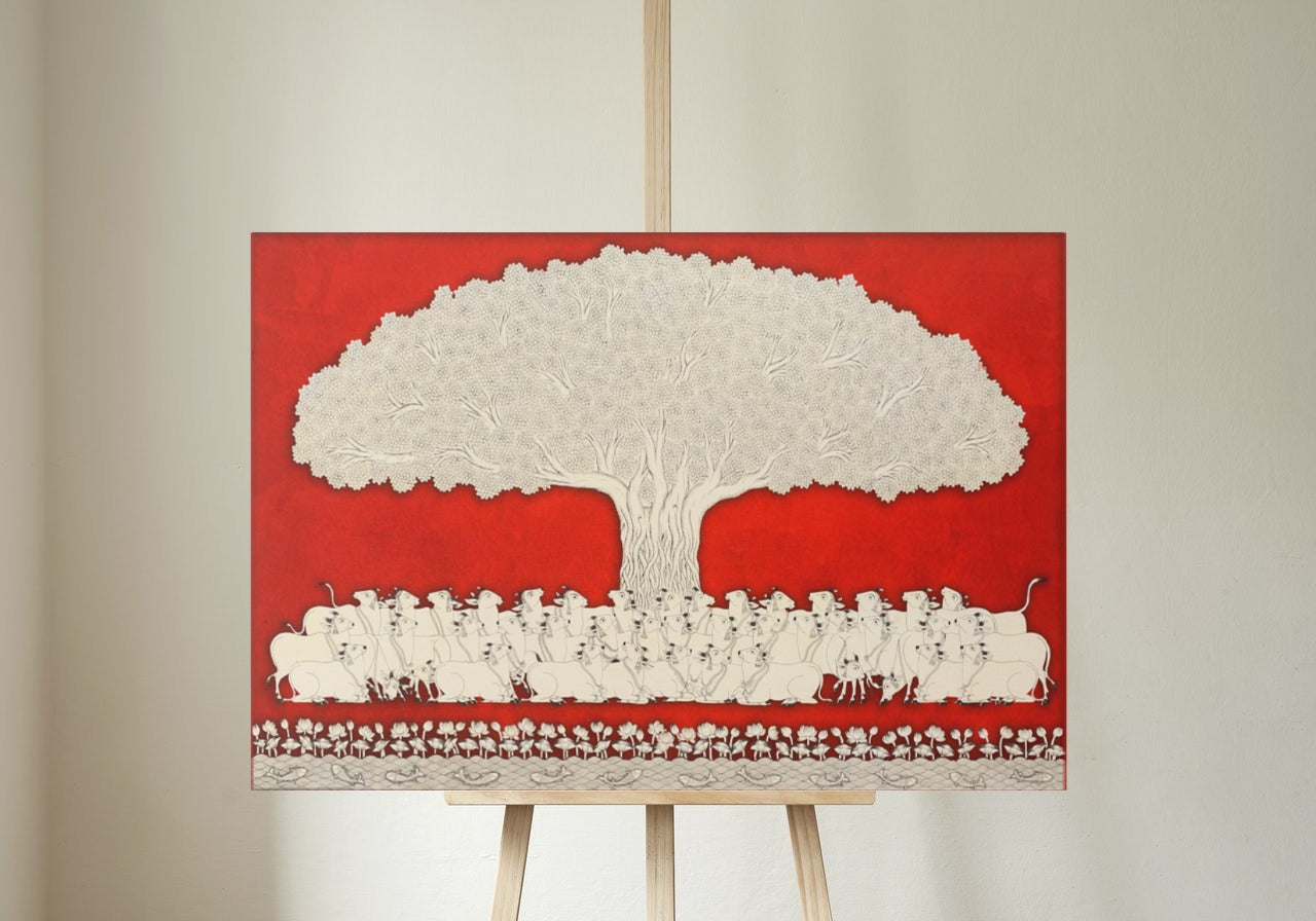 Celebrating the Tree of Life | Phad painting wall art | Pichwai Artwork