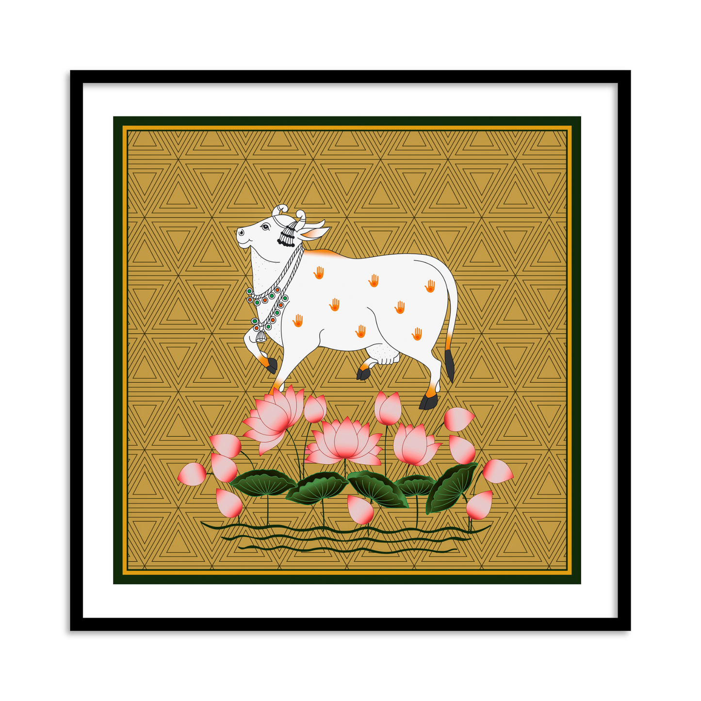 Shri Nath ji Devoted Cow Pichwai Traditional Painting | Indian Pichwai Painting Wall Art