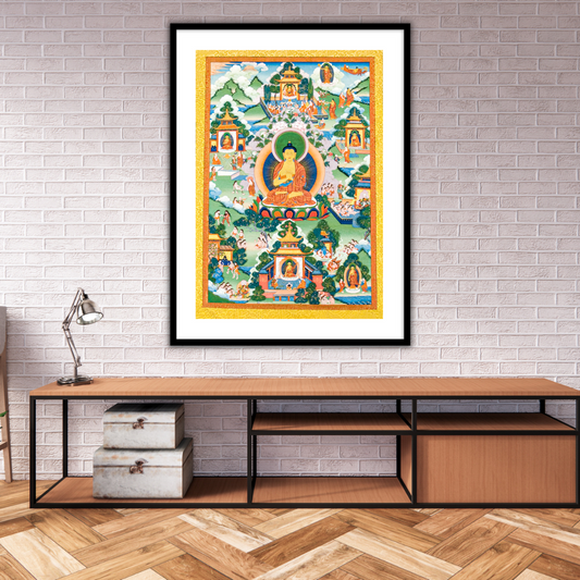 Buddha Seated on a Lotus Pedestal Painting Tibetan Art for Home Decor Online