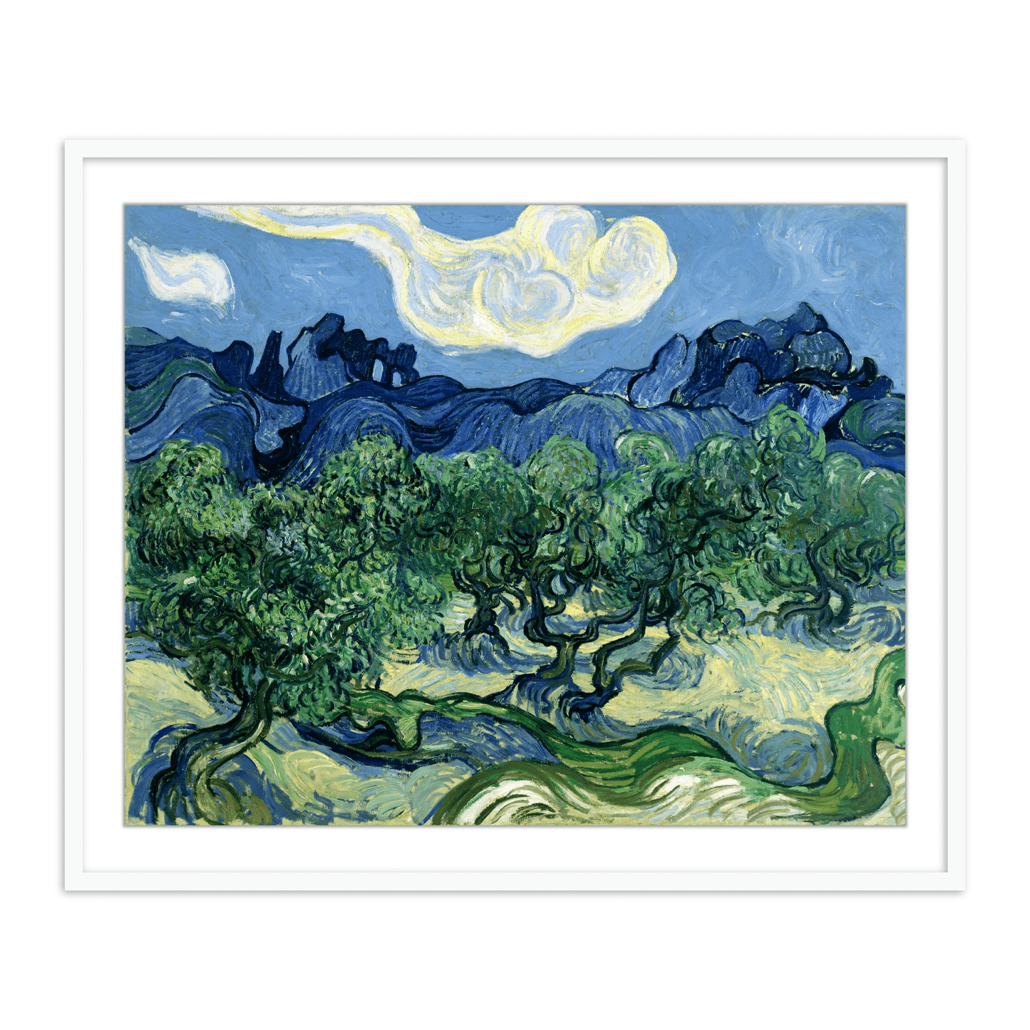 Olive Trees with the Alpilles in the Background by Vincent Van Gogh Famous Painting Wall Art