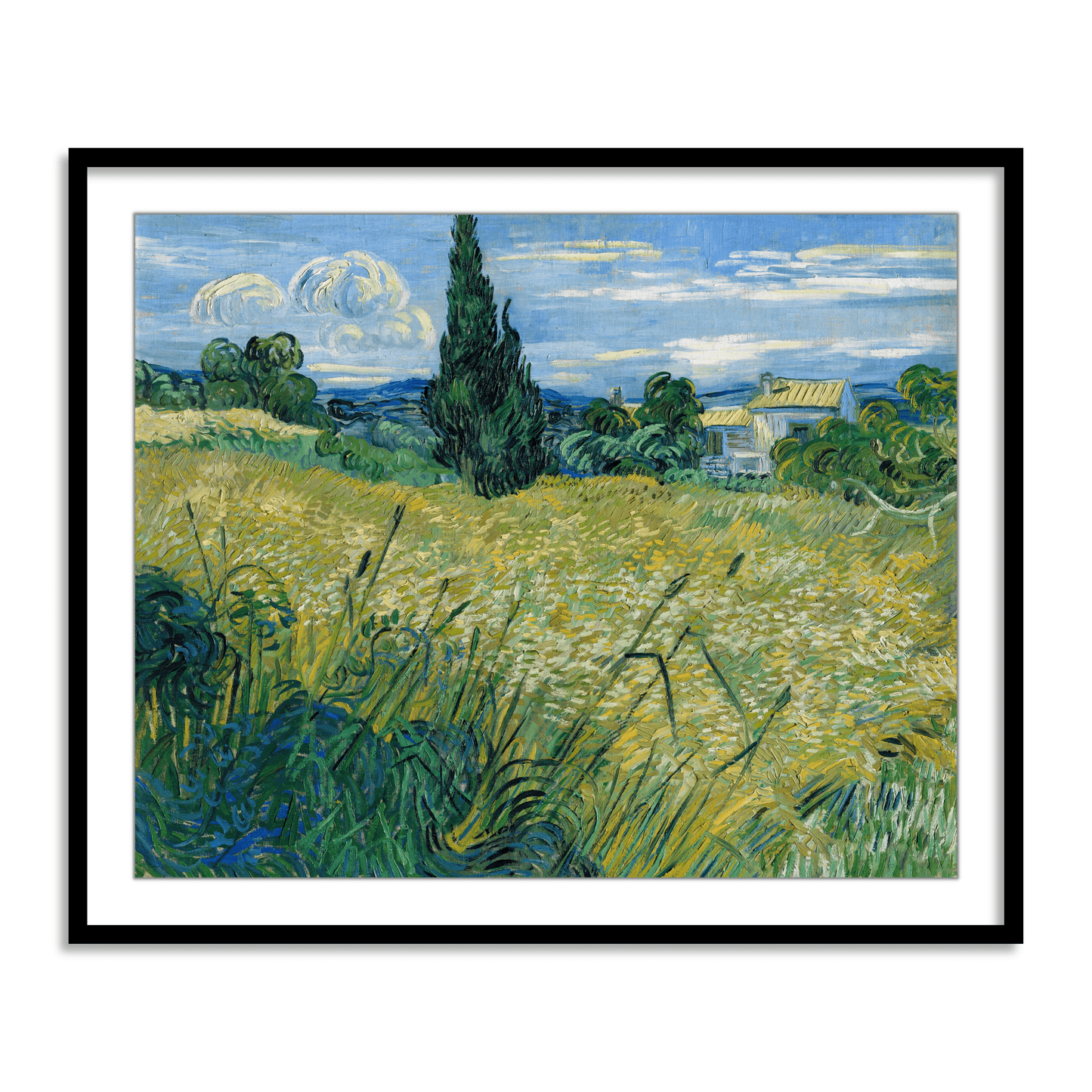 Green Wheat Field with Cypress by Vincent Van Gogh Famous Painting Wall Art