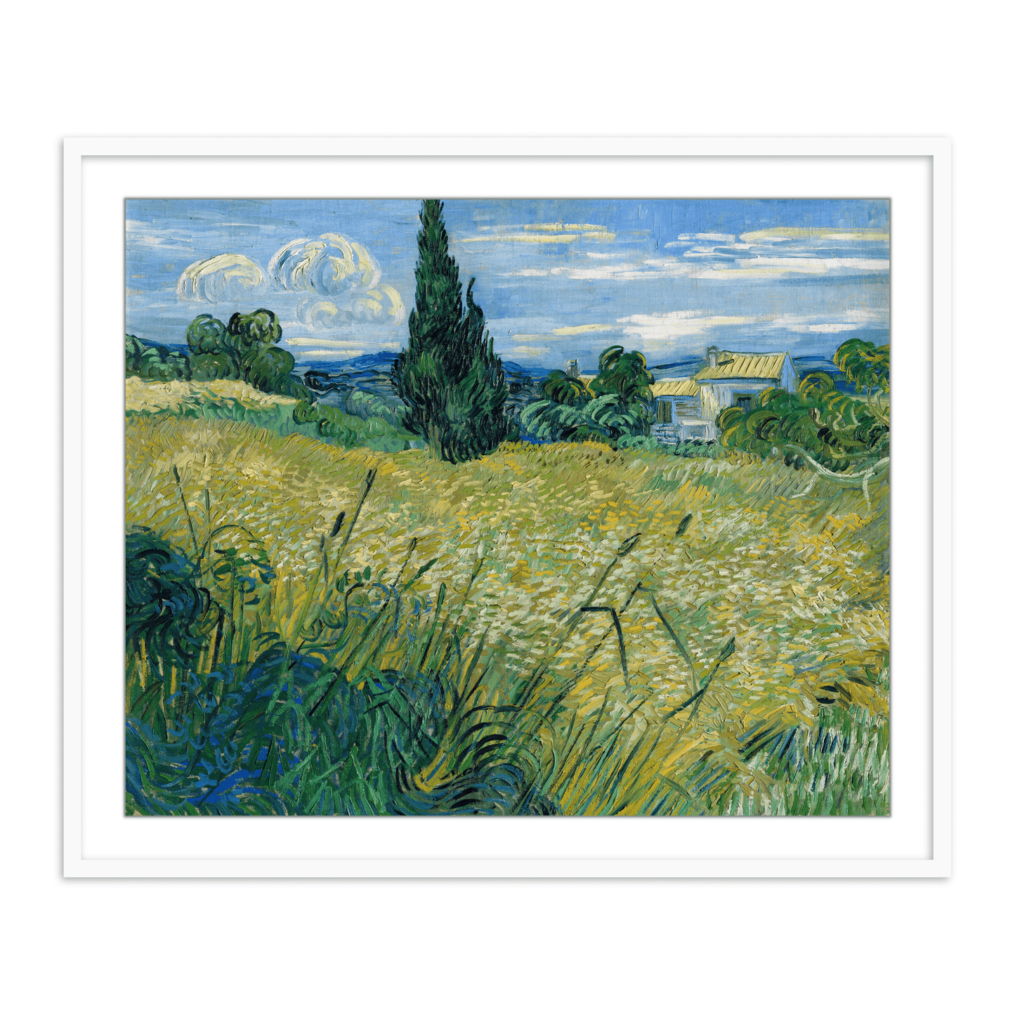 Green Wheat Field with Cypress by Vincent Van Gogh Famous Painting Wall Art